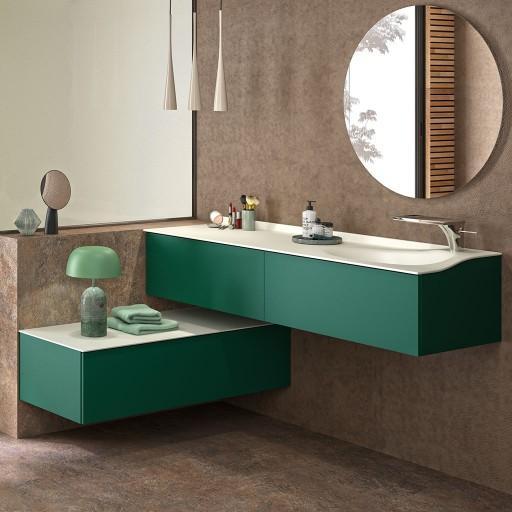  Joya - Meuble vasque à droite 2 tiroirs sans poignée - JOYA16128DPU