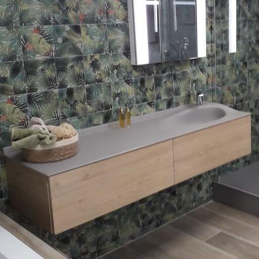  Joya - Meuble vasque à droite 2 tiroirs sans poignée - JOYA16128DPU