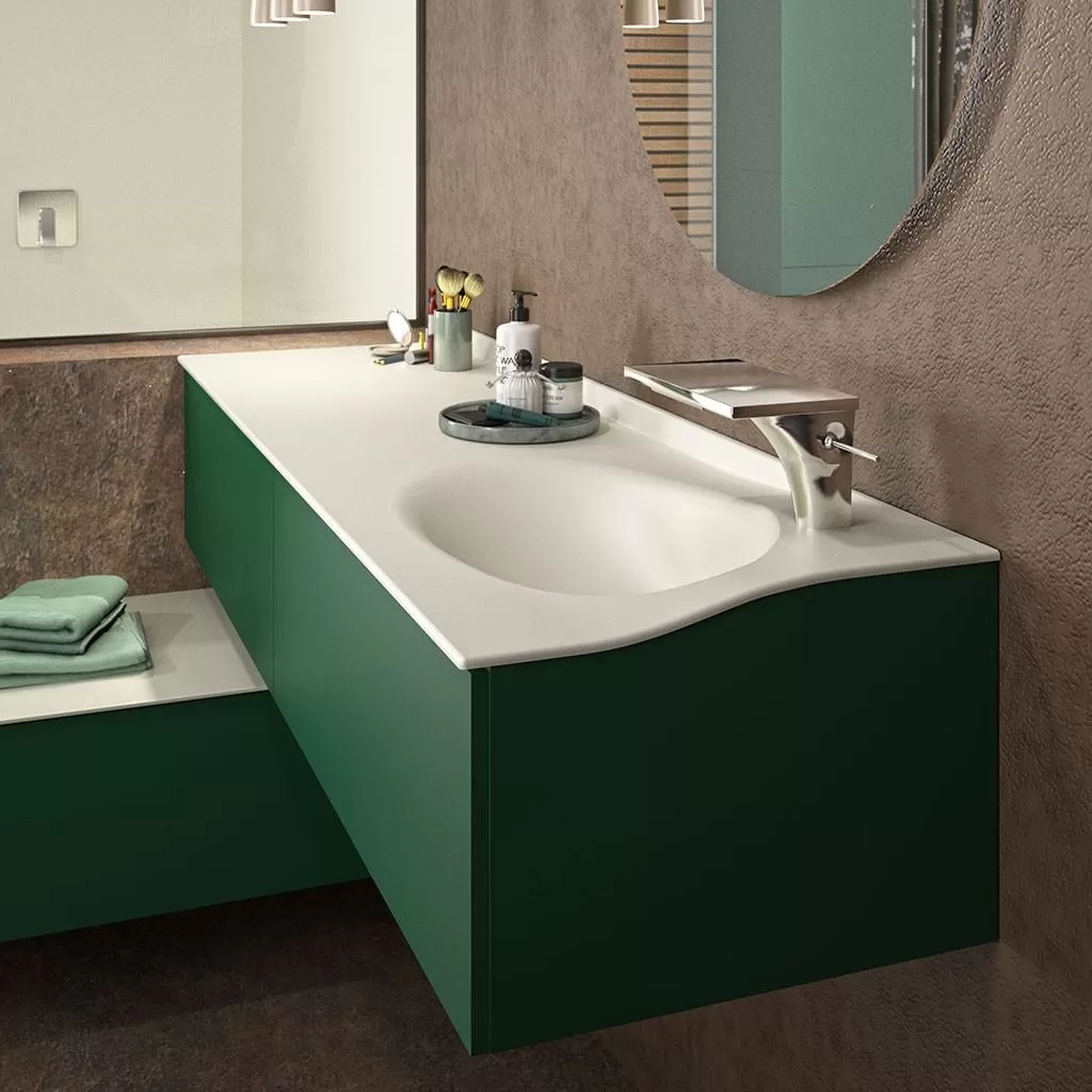  Joya - Meuble vasque à droite 2 tiroirs sans poignée - JOYA16128DPU