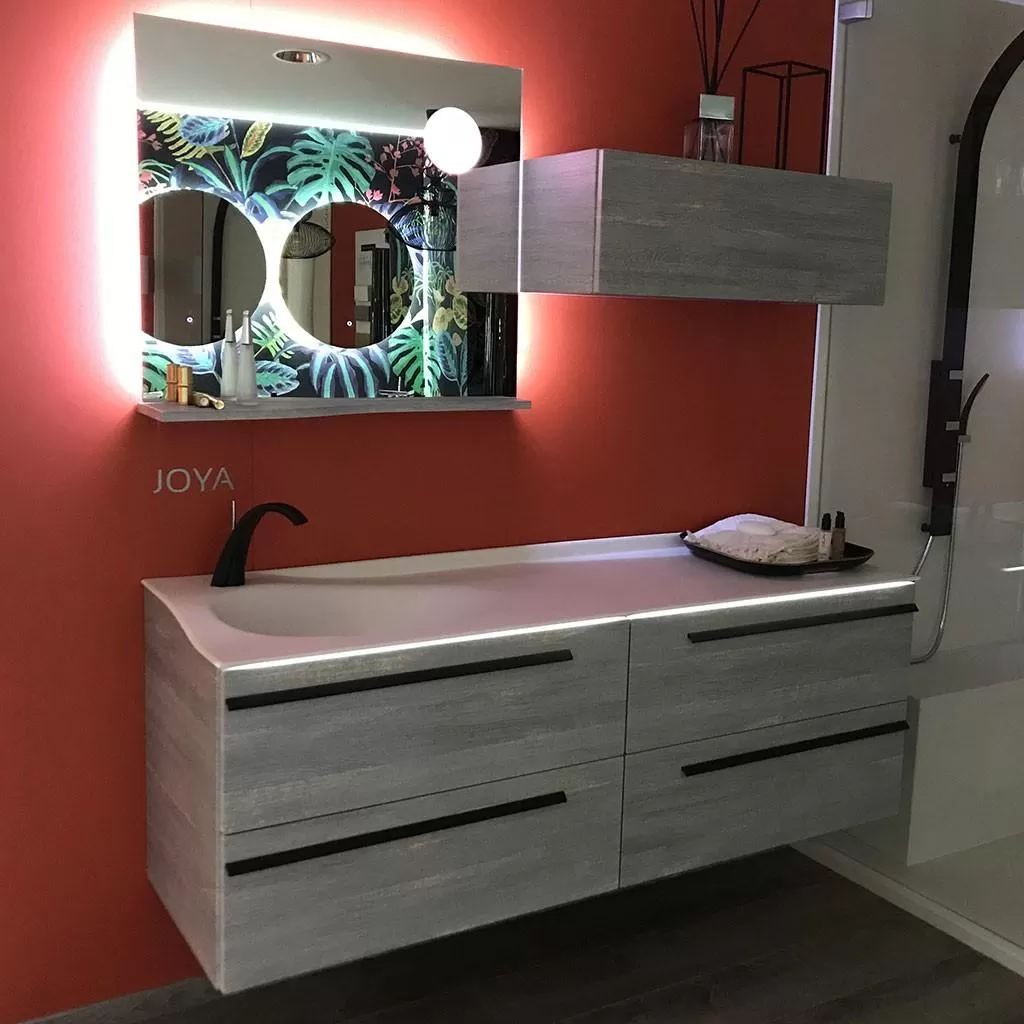  Joya - Miroir avec tablette à gauche et éclairage LED - JOYAMITAB105G