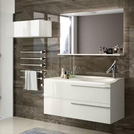  Joya - Miroir avec tablette à gauche et éclairage LED - JOYAMITAB120G