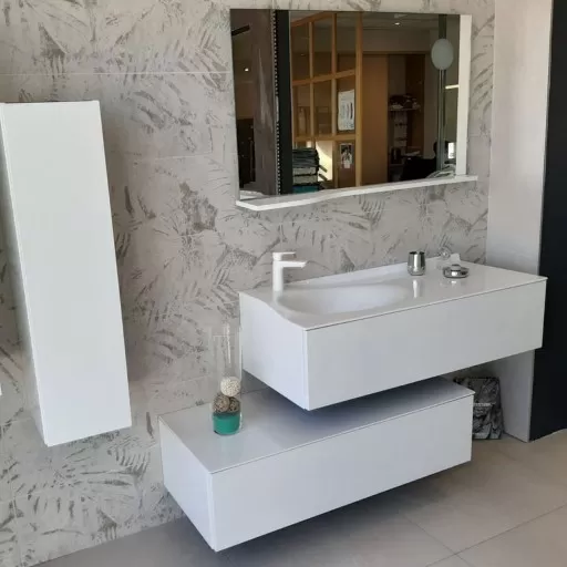  Joya - Miroir avec tablette à gauche et éclairage LED - JOYAMITAB120G