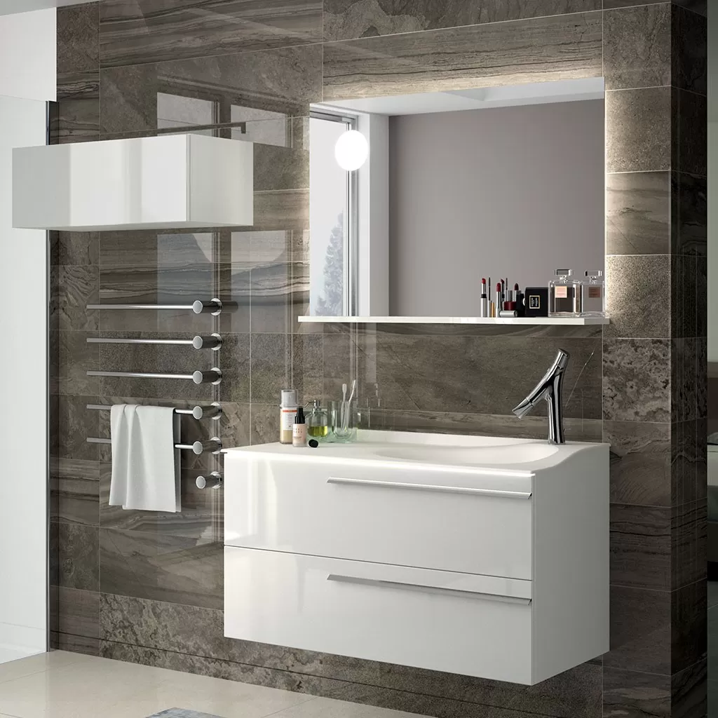  Joya - Miroir avec tablette à droite et éclairage LED - JOYAMITAB80D