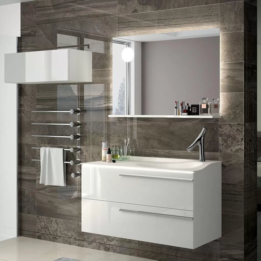  Joya - Miroir avec tablette à gauche et éclairage LED - JOYAMITAB80G