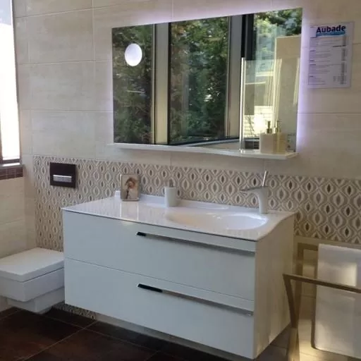  Joya - Miroir avec tablette à gauche et éclairage LED - JOYAMITAB80G