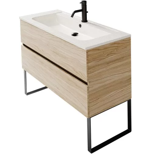  Ketty - Meuble vasque longue 2 tiroirs sans poignée - KETT1201V