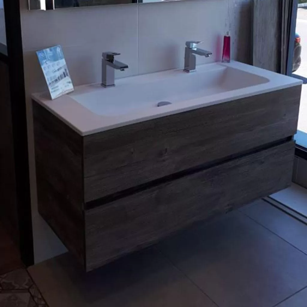  Ketty - Meuble vasque longue 2 tiroirs sans poignée - KETT1201V