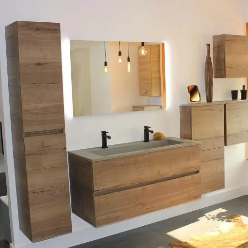  Ketty - Meuble vasque longue 2 tiroirs sans poignée - KETT1201V