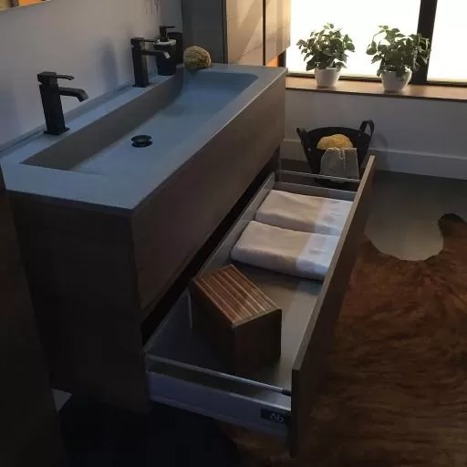  Ketty - Meuble vasque longue 2 tiroirs sans poignée - KETT1201V