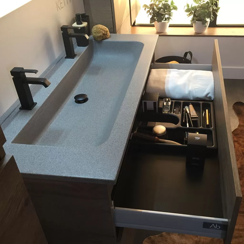  Ketty - Meuble vasque longue 2 tiroirs sans poignée - KETT1201V