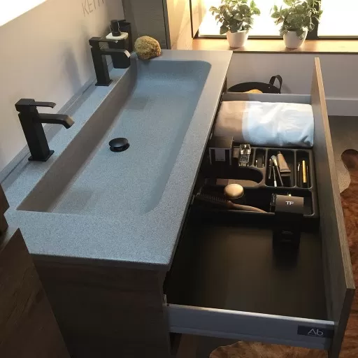  Ketty - Meuble vasque longue 2 tiroirs sans poignée - KETT1201V