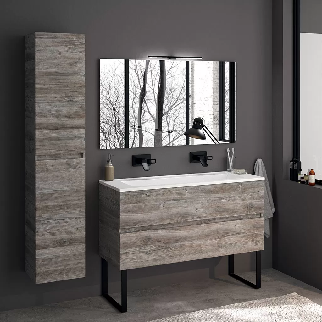  Ketty - Meuble vasque longue 2 tiroirs sans poignée - KETT1201V