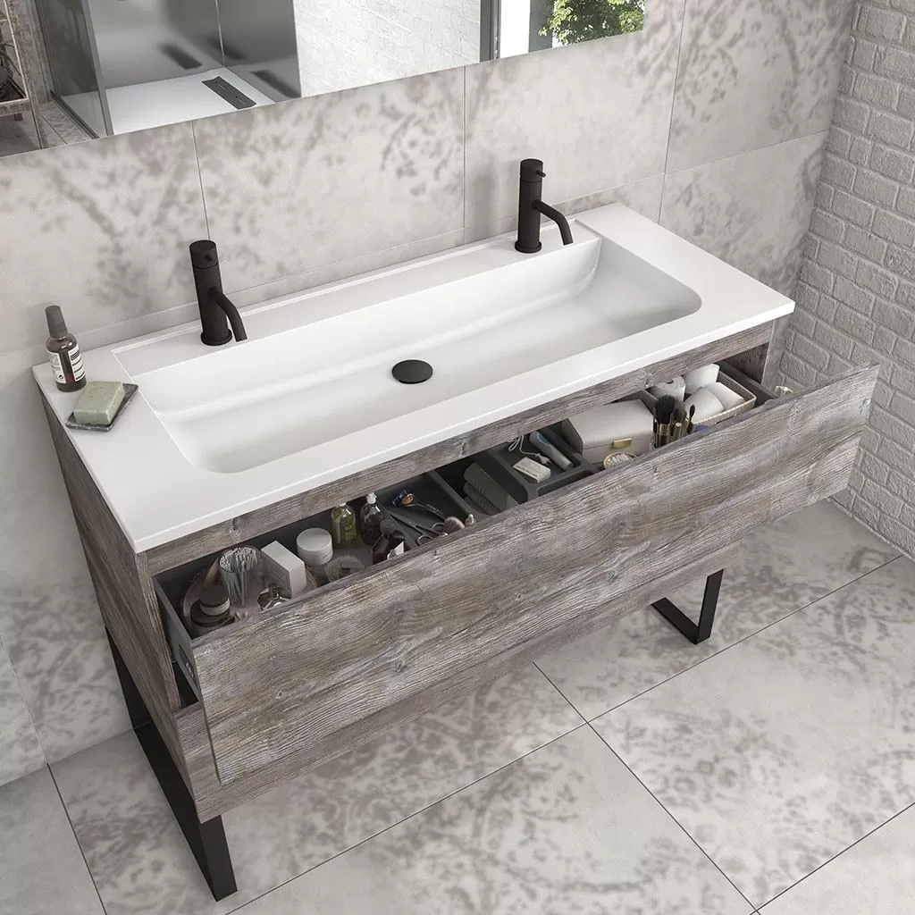  Ketty - Meuble vasque longue 2 tiroirs sans poignée - KETT1201V