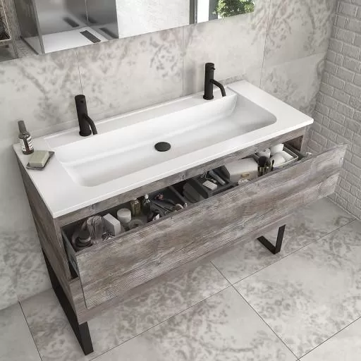  Ketty - Meuble vasque longue 2 tiroirs sans poignée - KETT1201V