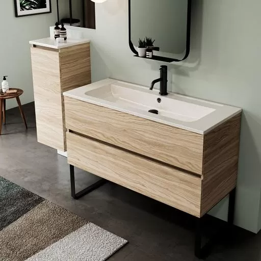  Ketty - Meuble vasque longue 2 tiroirs sans poignée - KETT1201V