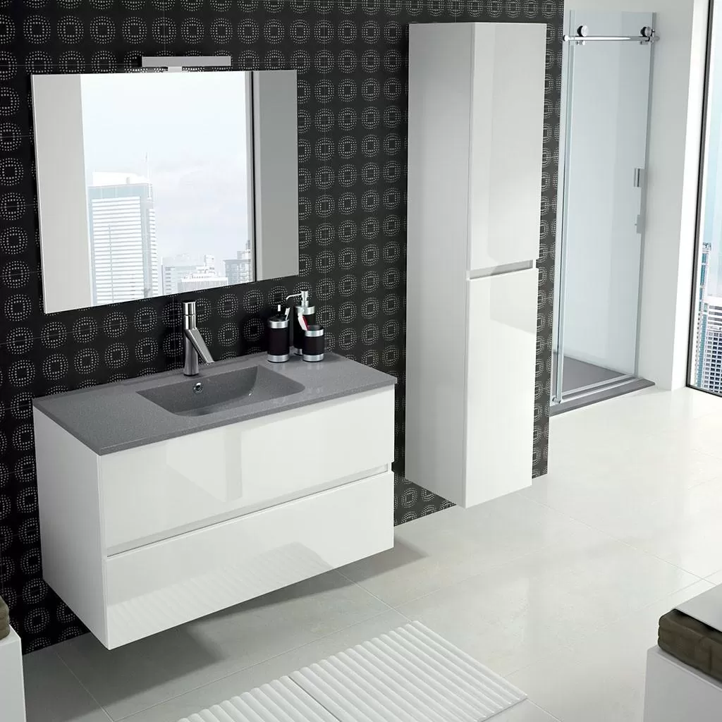  Ketty - Meuble vasque 2 tiroirs sans poignée - KETT100