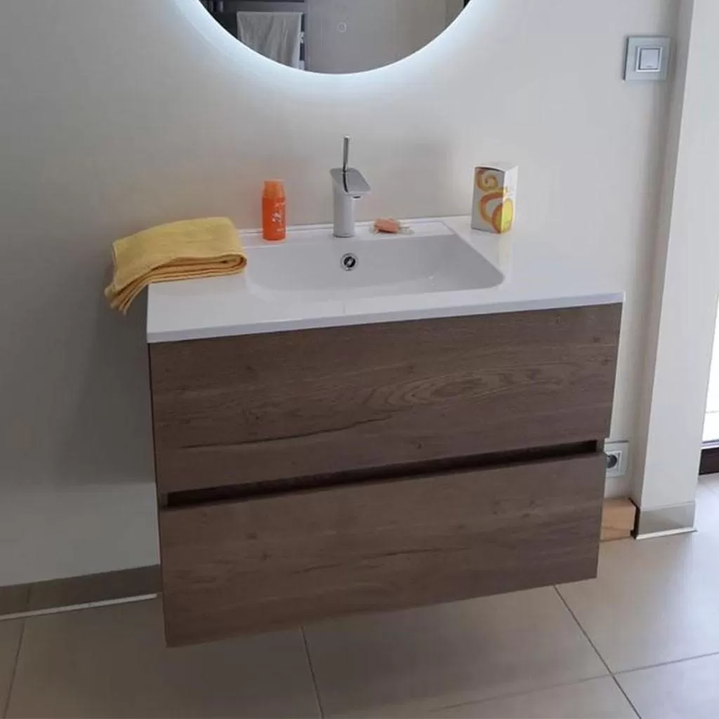  Ketty - Meuble vasque 2 tiroirs sans poignée - KETT80