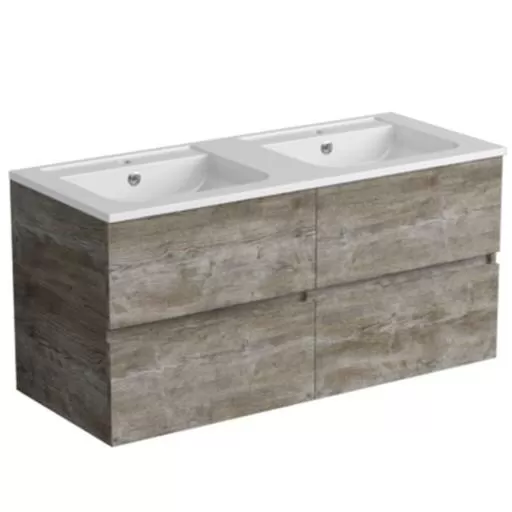  Ketty - Meuble double vasque 4 tiroirs sans poignée - KETT1202V