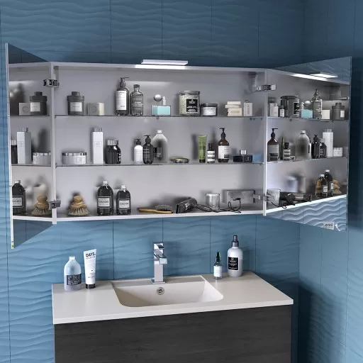  Ketty - Armoire de toilette 2 portes miroir double face - KETTAT100