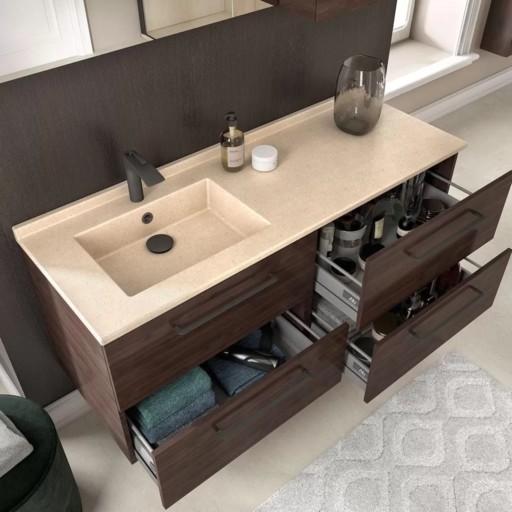  Strada+ - Meuble vasque à gauche 4 tiroirs - STP1404TG