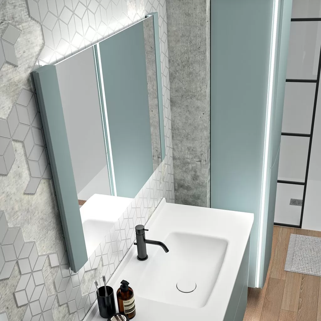  Saxo - Miroir avec habillage latéral et éclairage LED - SAXOMI120