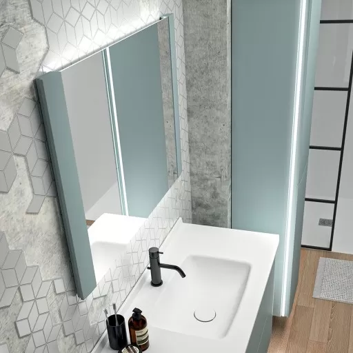  Saxo - Miroir avec habillage latéral et éclairage LED - SAXOMI120