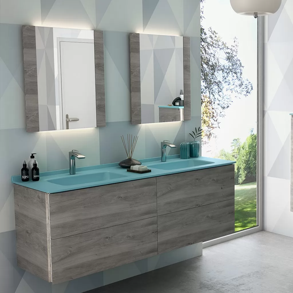  Saxo - Miroir avec habillage latéral et éclairage LED - SAXOMI60