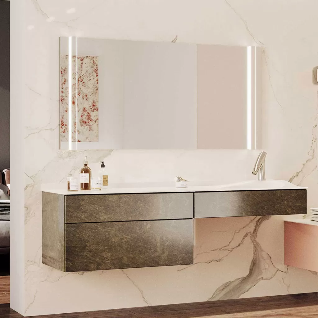  Miroirs - Miroir avec appliques LED verticales - MIDAV120