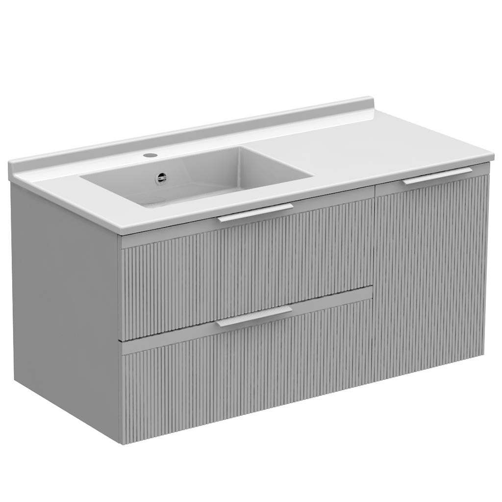 Meuble vasque à gauche 1 porte 2 tiroirs