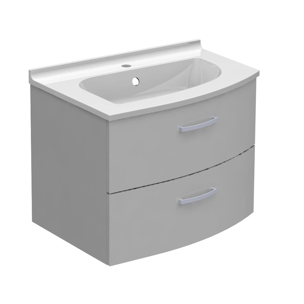 Meuble vasque galbé à droite 2 tiroirs