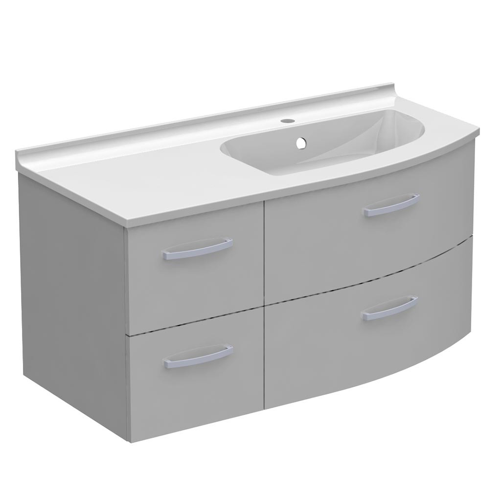 Meuble galbé vasque à droite 4 tiroirs