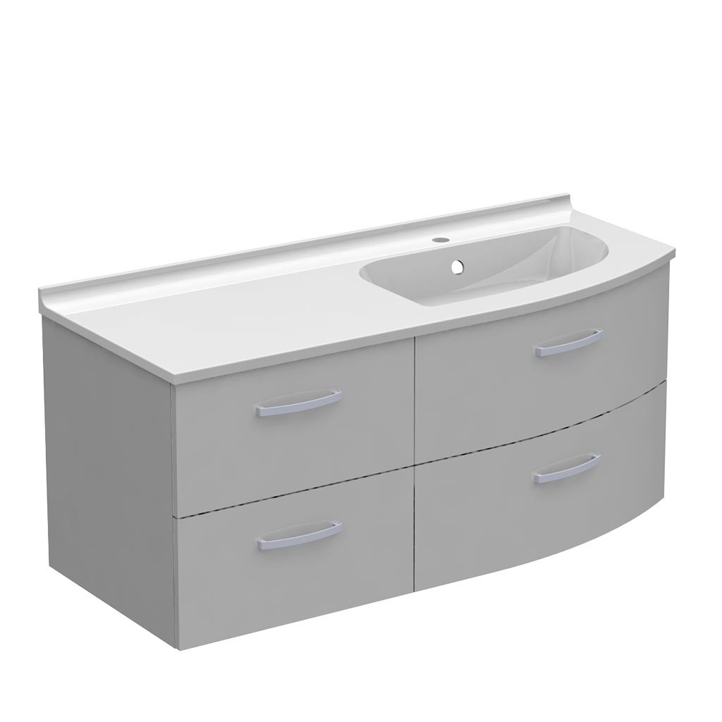 Meuble galbé vasque à droite 4 tiroirs