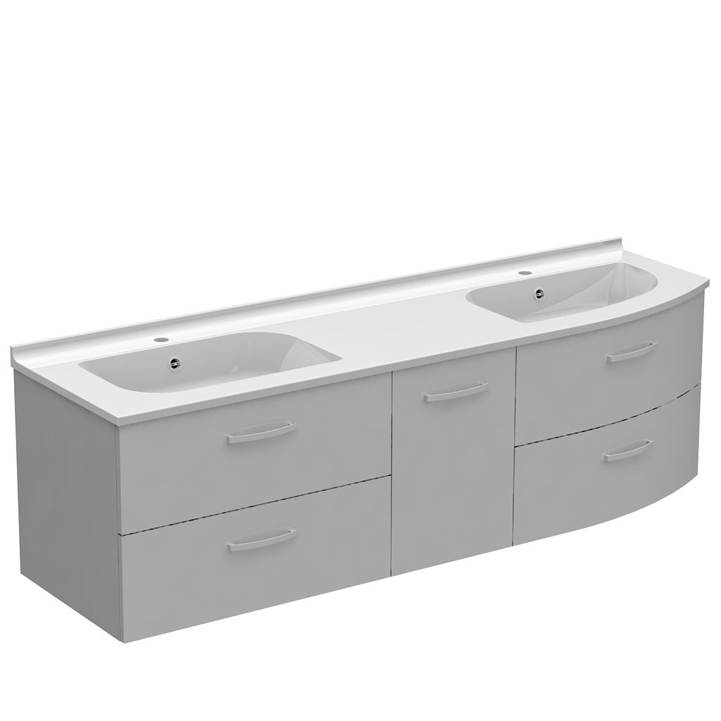 Meuble galbé à droite double vasque 4...