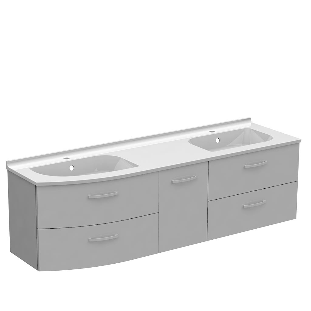 Meuble galbé à gauche 2 vasques 4...