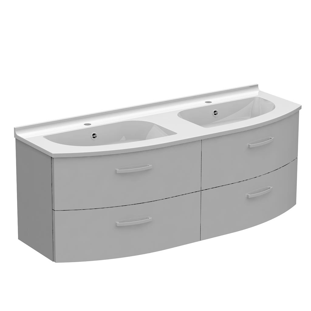 Meuble galbé double vasque 4 tiroirs