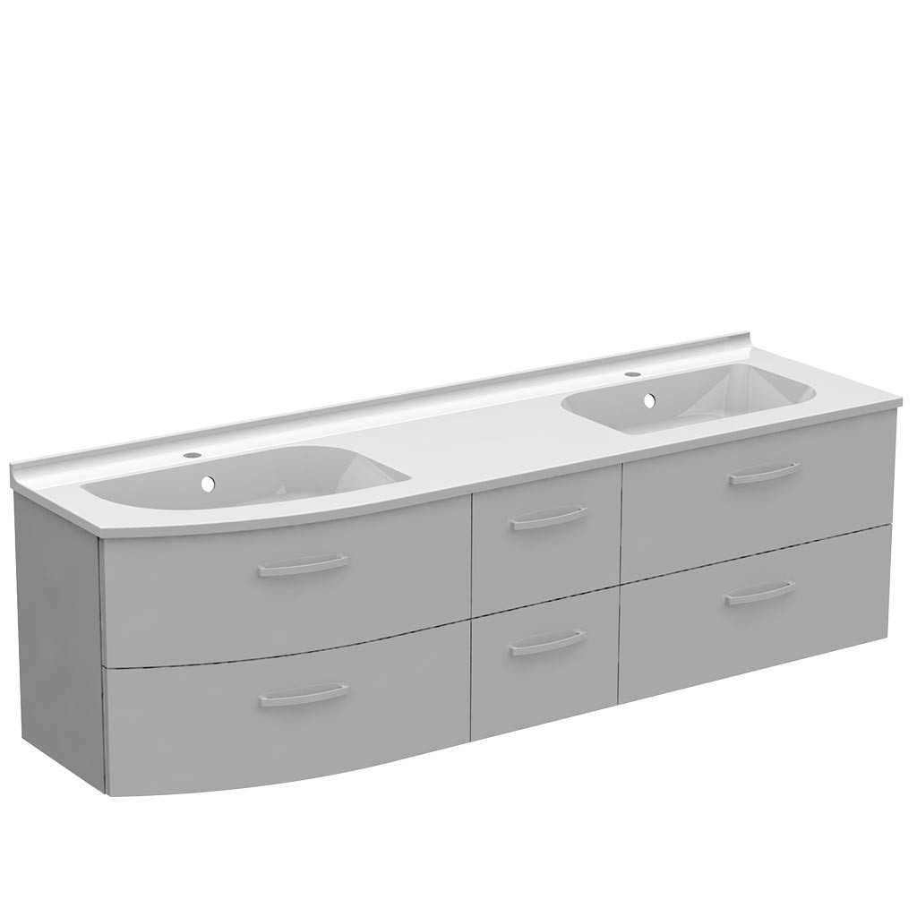 Meuble galbé à gauche double vasque 6...