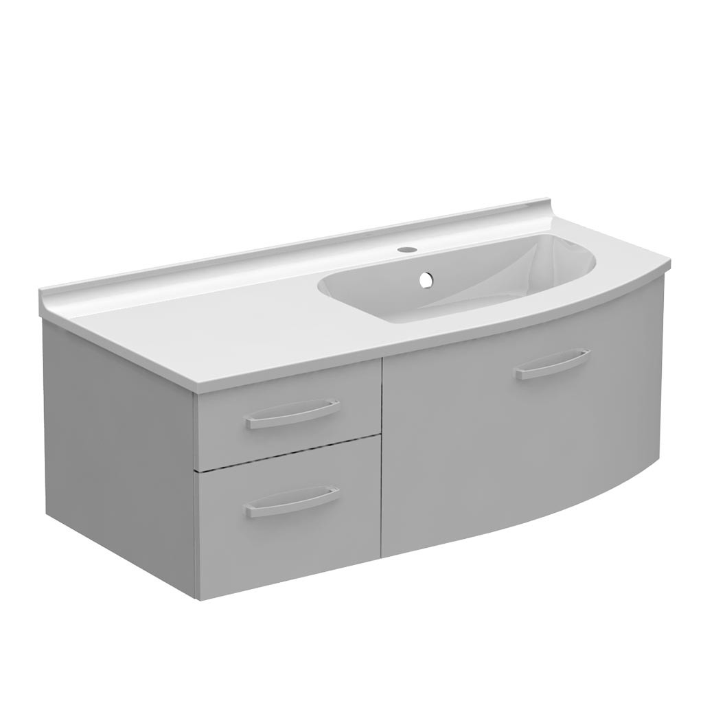 Meuble galbé vasque à droite 3 tiroirs