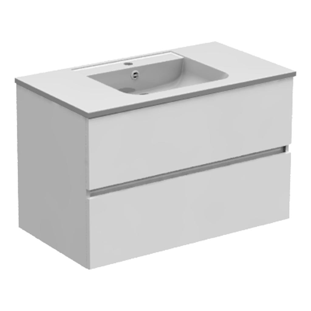 Meuble vasque 2 tiroirs sans poignée