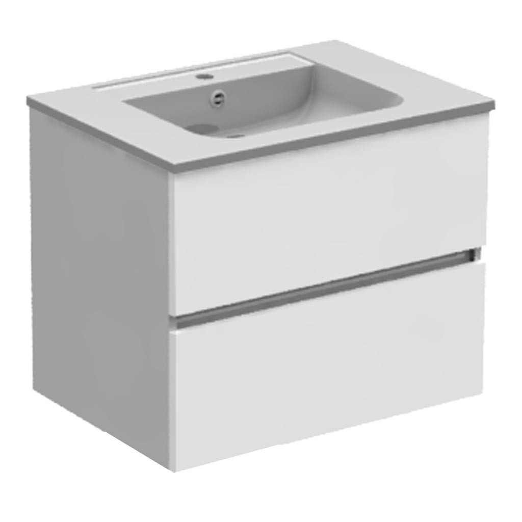 Meuble vasque 2 tiroirs sans poignée