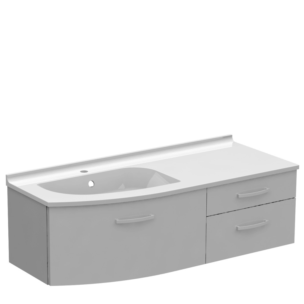 Meuble galbé vasque à gauche 3 tiroirs