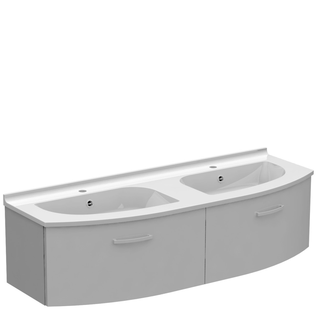 Meuble galbé double vasque 2 tiroirs