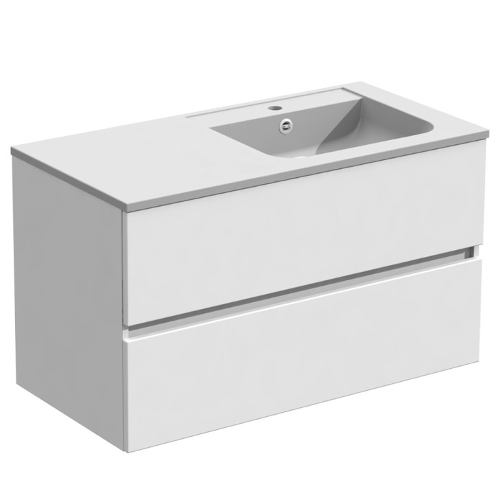 Ketty - Meuble vasque 2 tiroirs sans poignée - KETT100D