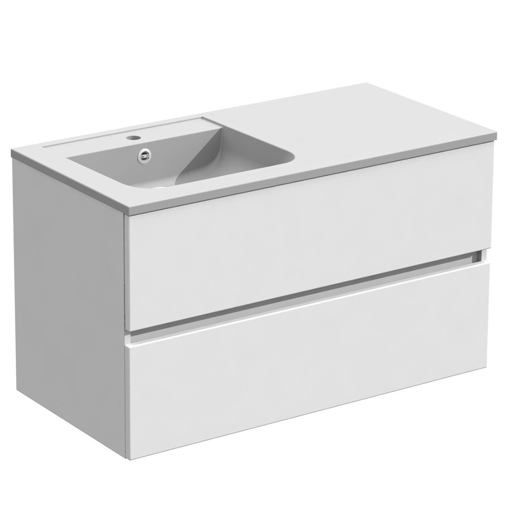Ketty - Meuble vasque 2 tiroirs sans poignée - KETT100G