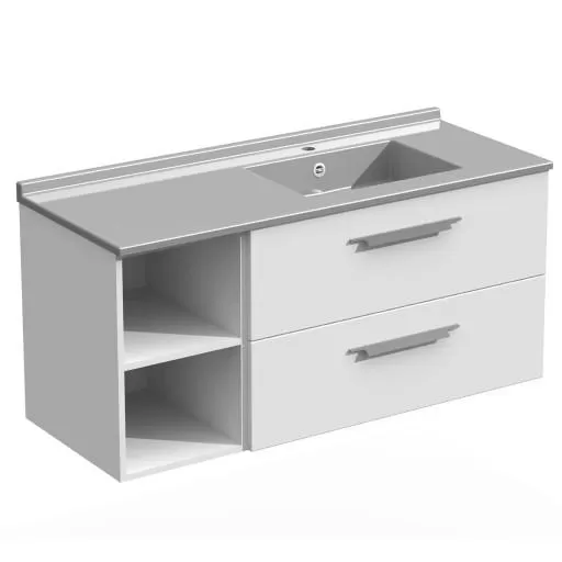  Strada+ - Meuble vasque à droite 2 niches 2 tiroirs - STP125NTD