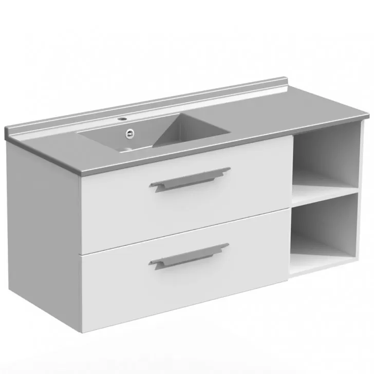  Strada+ - Meuble vasque à gauche 2 tiroirs 2 niches - STP125TNG