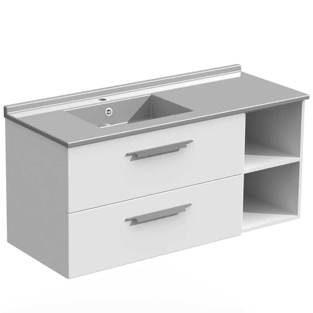  Strada+ - Meuble vasque à gauche 2 tiroirs 2 niches - STP125TNG