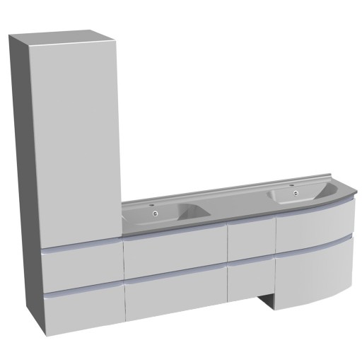  Aviso - Meuble double vasque 6 tiroirs 1 colonne - AVI2252VD