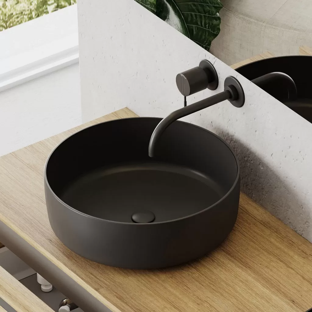  Sumiko - Vasque ronde céramique noir mat - VSQRONCERNO