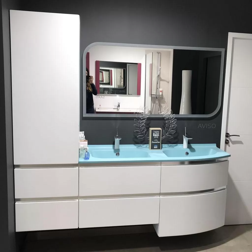  Aviso - Meuble double vasque 4 tiroirs 1 colonne - AVI1902VD