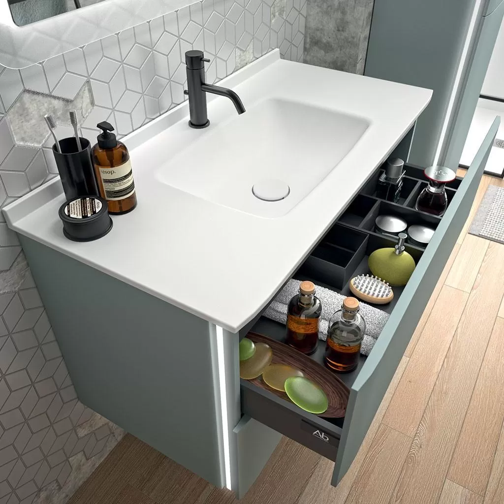  Saxo - Meuble vasque 2 tiroirs sans poignée - SAXO100